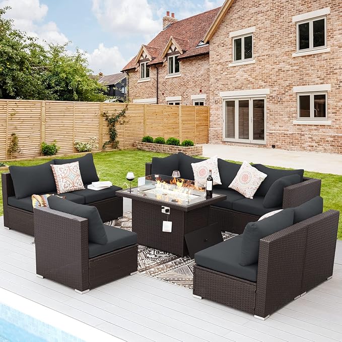 NICESOUL 9 Piece Extra Large Outdoor Patio Furniture Set by NICESOUL