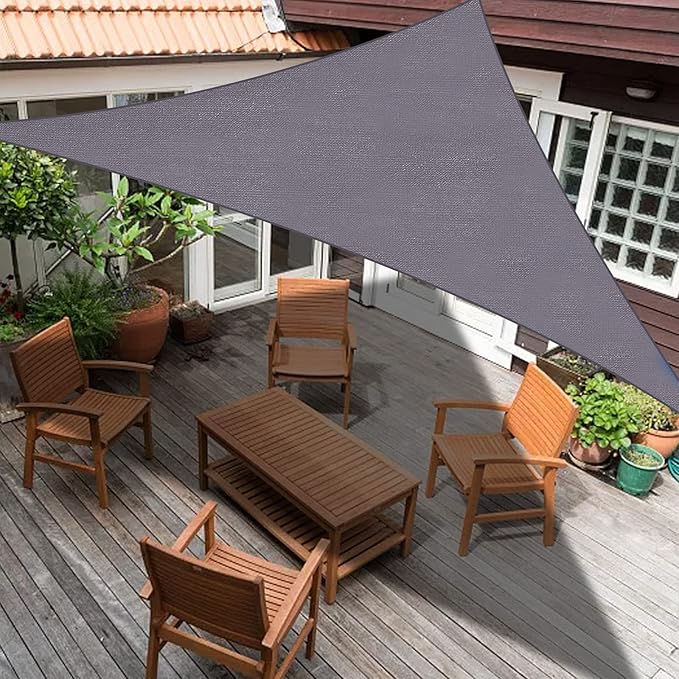 SUNLAX Custom Size 10'x18'x20.6' Dark Grey Sun Shade Sail Right Triangle UV - Image 6