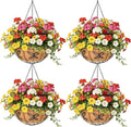 4 Pack 14 Inch Hanging Baskets for Plants Outdoor Metal Hanging Planter Hanging by Qusuxi
