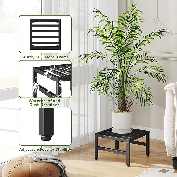 IBUYKE 2 Pack Metal Plant Stand Indoor Outdoor, Heavy Duty Small Flower Pot - Image 2