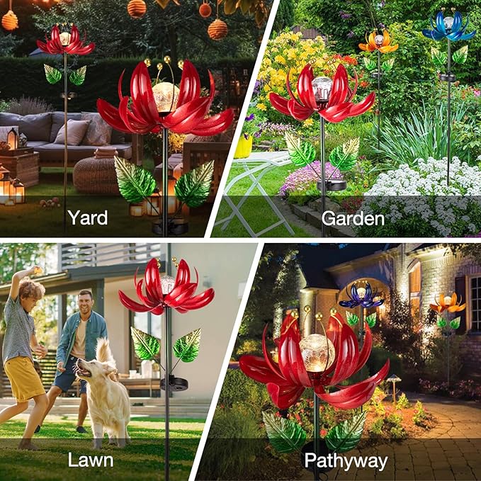 Solar Lights Outdoor Garden Decor, Solar Wind Spinner Yard Decorations Gifts - Image 7