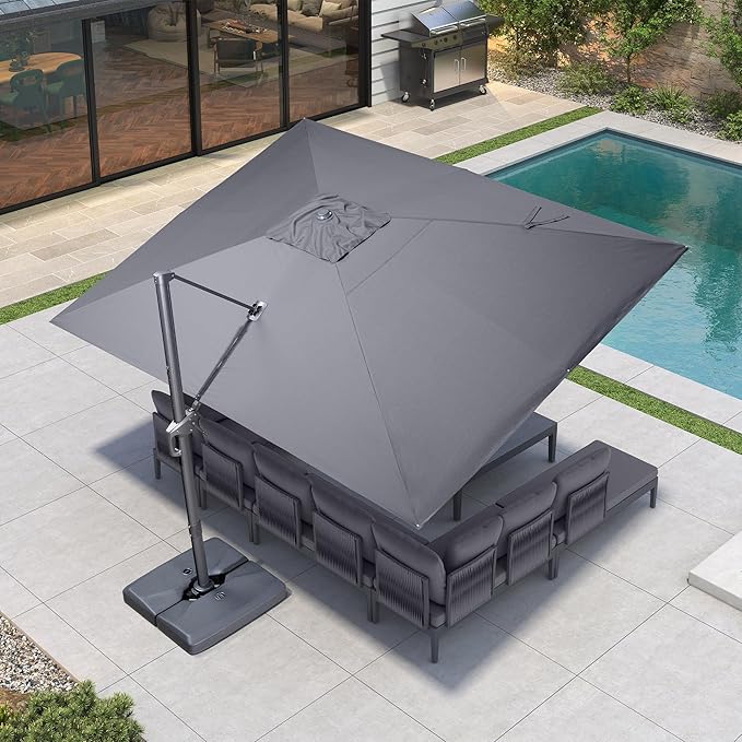 PURPLE LEAF Patio Umbrella 10' X 13' Rectangle Cantilever Umbrella Large by Unknown