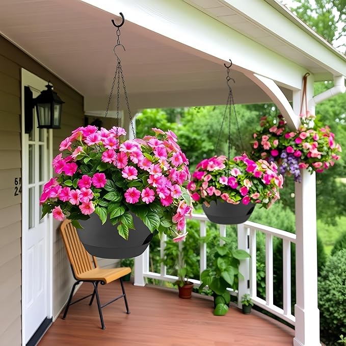 2 Pack 12 Inch Self Watering Hanging Planters - Image 9