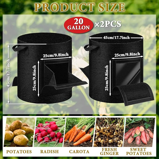 2 Pack 20 Gallon Potato Grow Bags - Image 2