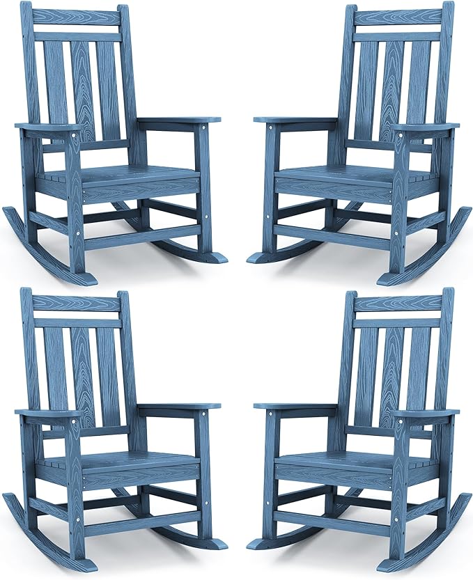 KINGYES Oversized Outdoor Rocking Chair Set of 4, All-Weather Patio Rocking by KINGYES