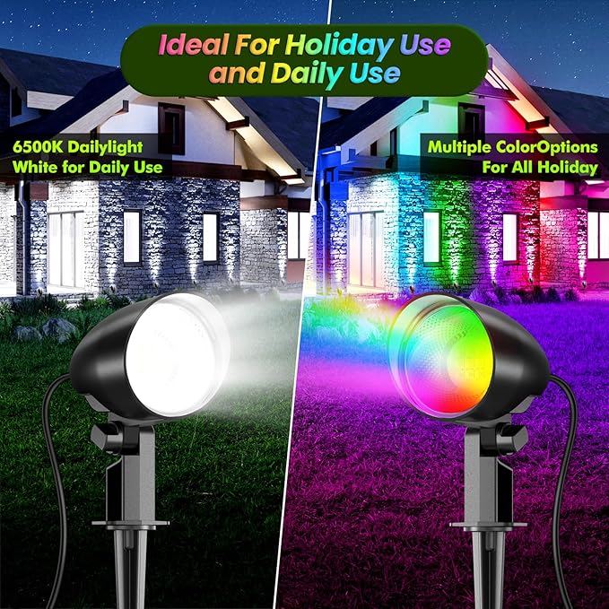 ZZXX 20W RGB Outdoor Spotlight Halloween 120V Color Changing Landscape Lights - Image 5