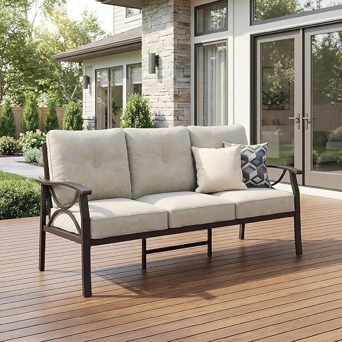 RoyalCraft Patio 3 Seats Sofa, All-Weather Outdoor Couch, Patio Furniture Sofa by Bringyoubetterlife