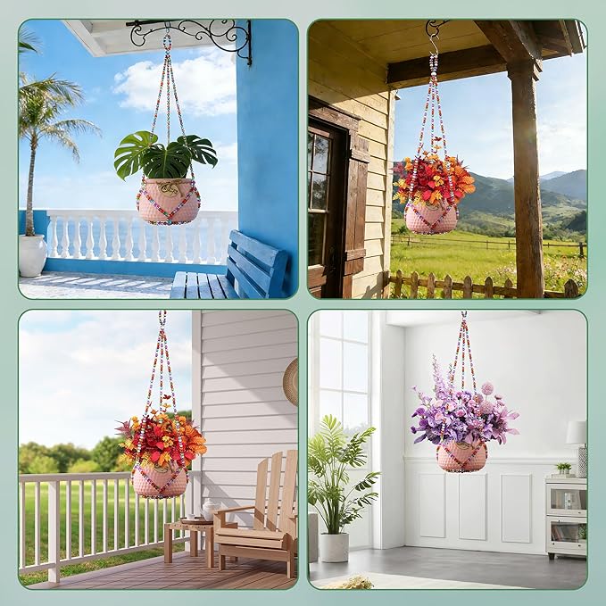 1Pack Glass Beaded Plant Hanger Indoor, Rainbows Hanging Planters - Image 7