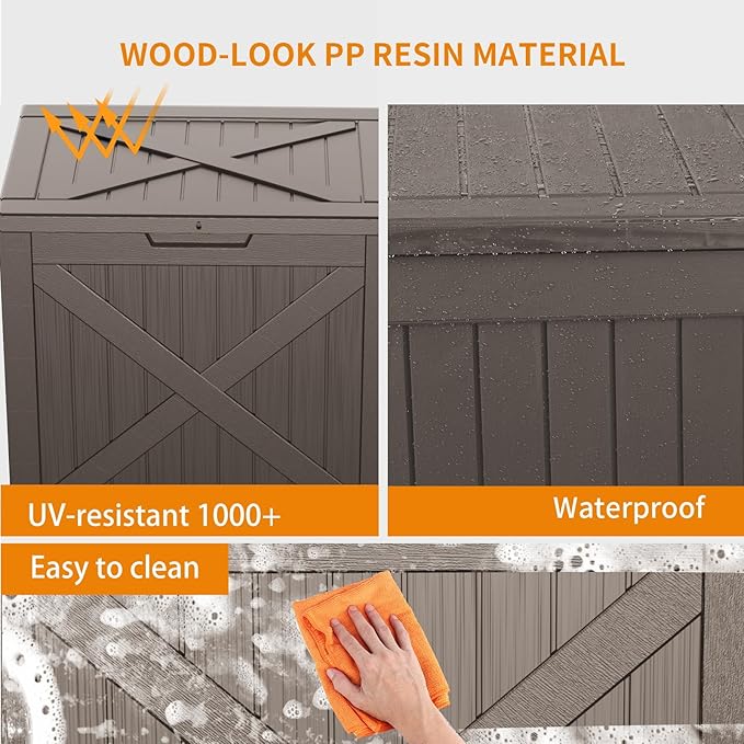 38 Gallon Outdoor Deck Box, Lockable Waterproof Outdoor Storage Boxes - Image 7