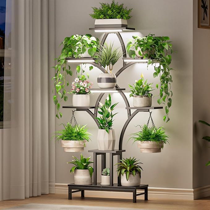 Plant Stand Indoor with 4 Grow Lights by NEHAJUNXI