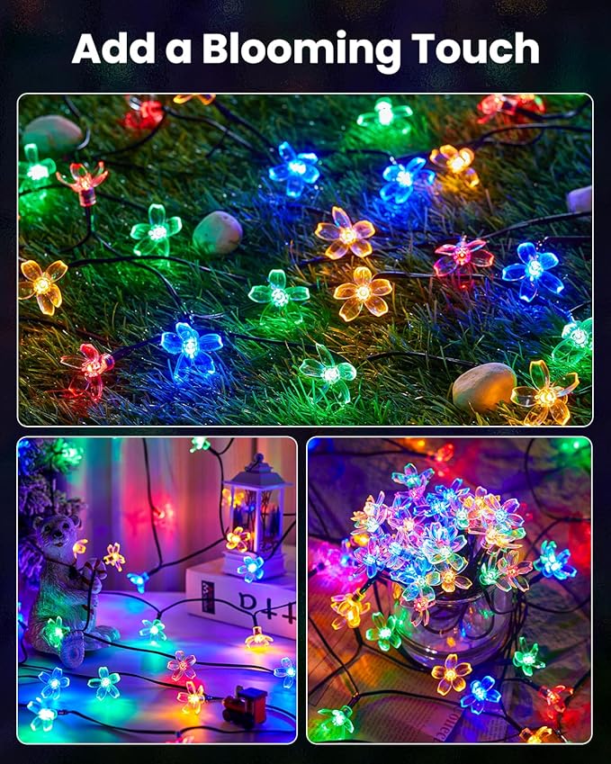 Brightown 60 LED Flower Solar String Lights Outdoor Waterproof Fairy Lights - Image 7