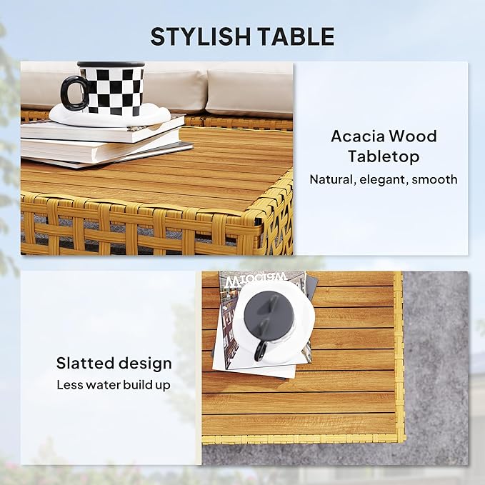 Outsunny 7 Piece Wicker Patio Furniture Set, Modular Outdoor Sectional - Image 7
