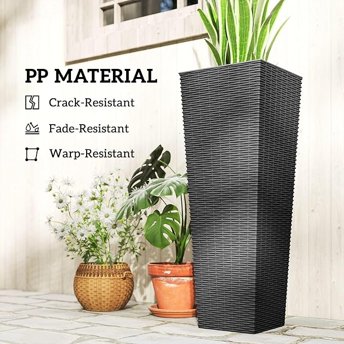 Outsunny 32 Inch Tall Planters for Outdoor Plants, Stackable Tapered Planters - Image 7