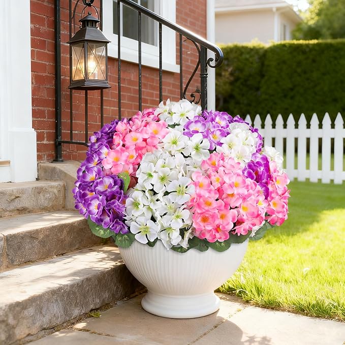 Artificial Geraniums Flowers for Outdoors, 6 Bundles Realistic Silk Fake - Image 7