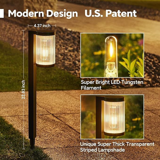 Solar Pathway Lights Outdoor, 4 Pack Upgraded Outdoor Solar Lights - Image 2