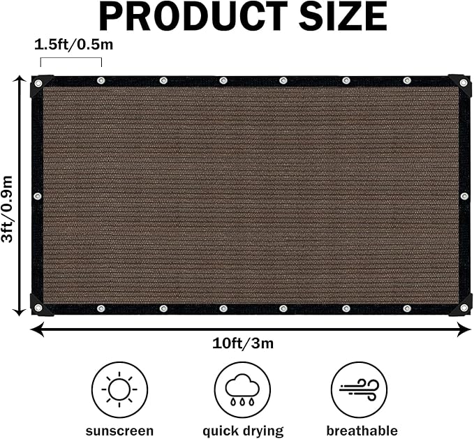 Sun Shade Cloth with Grommets, 90% UV Protection Shade Fabric, Pergola Shade - Image 2