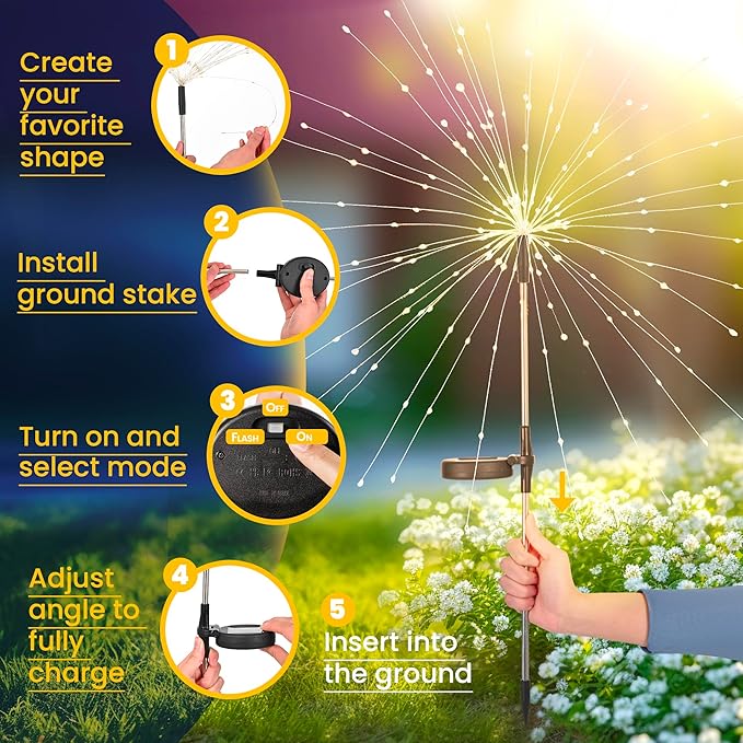 GIGALUMI Garden Decor Outdoor Lights 120LED 8Pack, Solar Garden Lights - Image 8