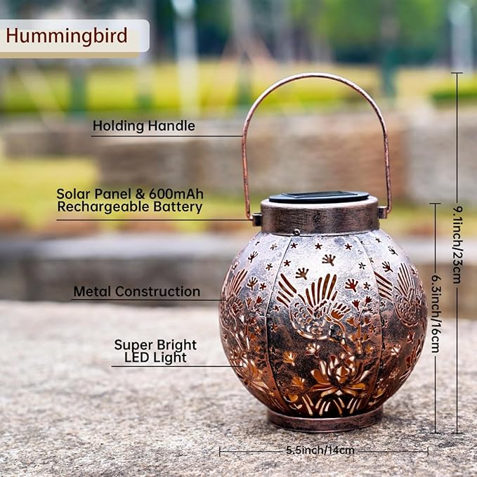 2 Pack Outdoor Solar Hanging Lantern Lights Metal LED Decorative Lamp - Image 3