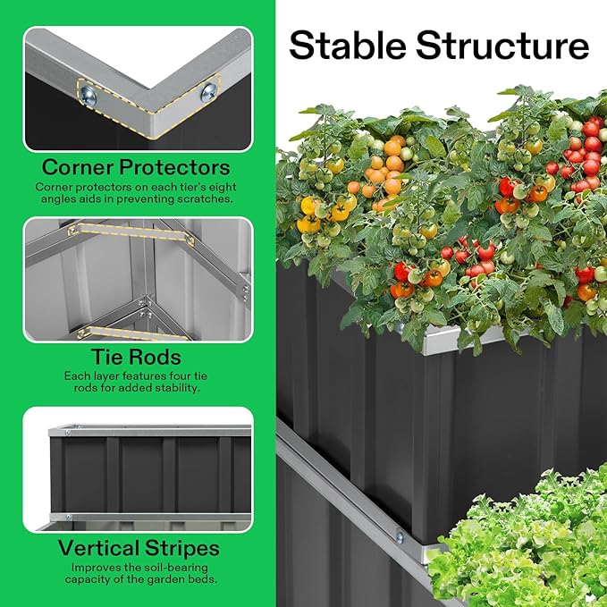 VIVOSUN 3-Tier Metal Raised Garden Bed, Vegetables and Herbs - Image 5