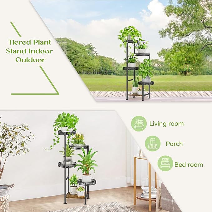 5 Tier Plant Stand Indoor Outdoor, Tierd Corner Metal Plant Stands Holder - Image 5