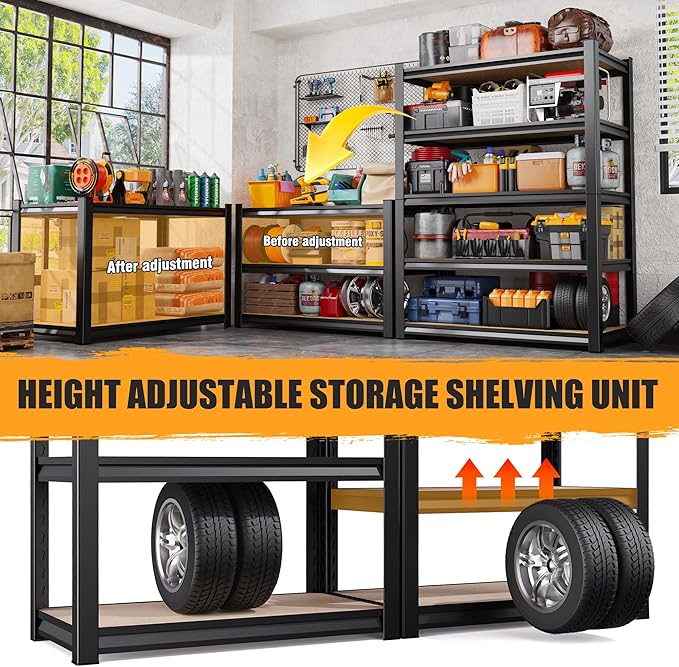 Set of 3 Garage Shelving Heavy Duty Storage Shelves, Metal Adjustable Shelving - Image 6