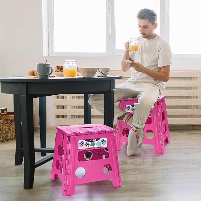 Delxo Folding Step Stool, 13 inch Non-Slip Foldable Stools - Image 5