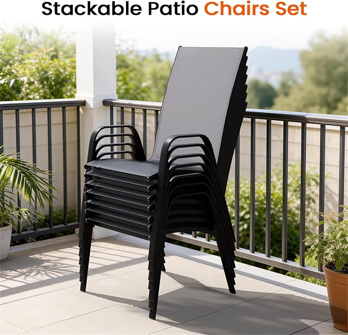 JEAREY Patio Dining Chairs Set of 4, Outdoor Stackable Dining Furniture Set - Image 7