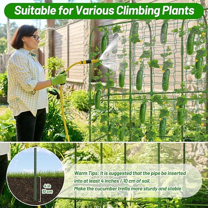 U-Shape Cucumber Trellis with Fabric Raised Garden Bed 65x50 Inch Metal Garden - Image 4