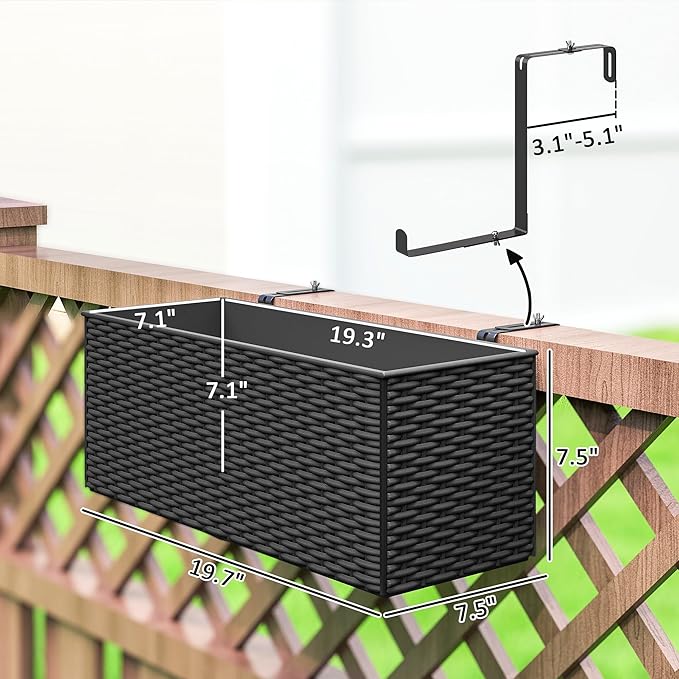 Outsunny Railing Planter Box, Hanging Flower Pots - Image 3