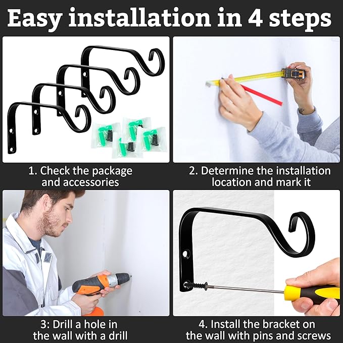 4pcs Wall Mounted Plant Hanger, Indoor/Outdoor Decorative Hook - Image 5