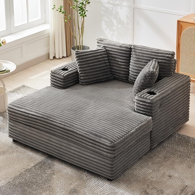 GarveeHome 60-inch Oversized Chaise Lounge Chair Indoor, Comfy Corduroy Lounge by GarveeHome