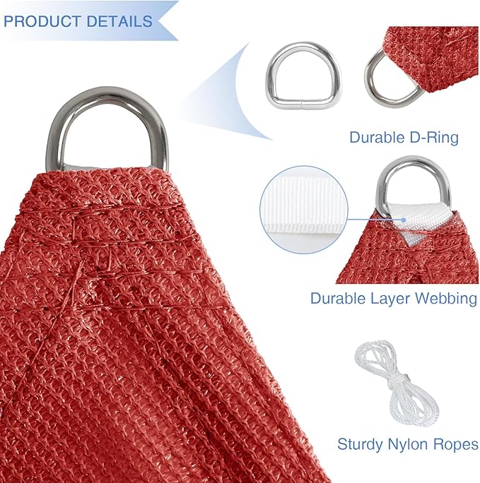 E&K Sunrise 8' x 8' x 8' Sun Shade Sail Triangle Canopy Shade Cover UV Block - Image 4