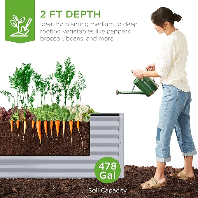 Best Choice Products 8x4x2ft Outdoor Metal Raised Garden Bed, Deep Root Planter - Image 4