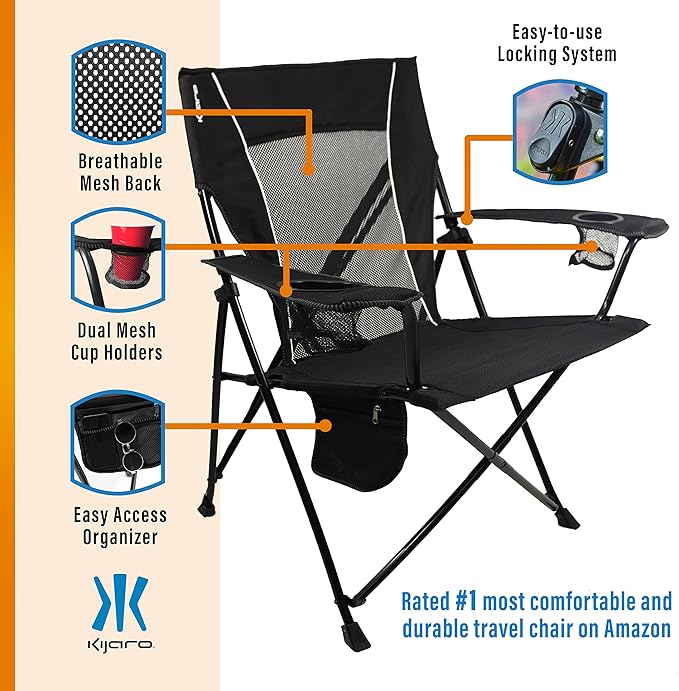 Kijaro Foldable Camping Chair, Vik Black - Image 5