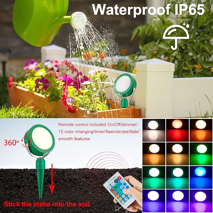 BIGMONAT Cordless Landscape Light Rechargeable, Color Changing Planter - Image 4