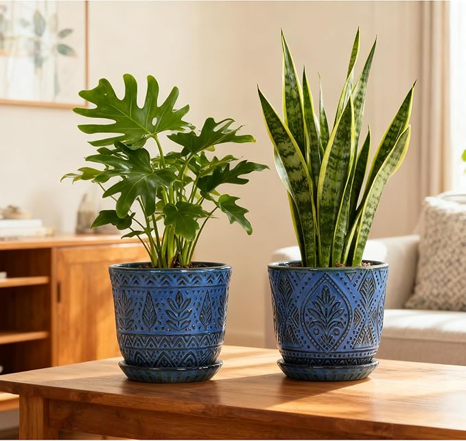 Gepege Beaded Ceramic 6 Inch Planter Set of 2 - Image 5
