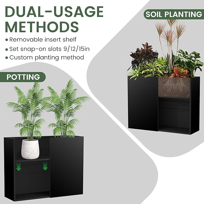 All-Weather Large Metal Planter Box, Modern Tall Outdoor Planters - Image 4