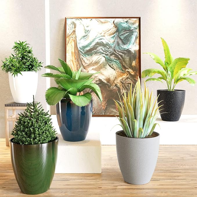 QCQHDU 10 inch Tall Planters for Indoor & Outdoor Plants, 2 Pack Sturdy - Image 7