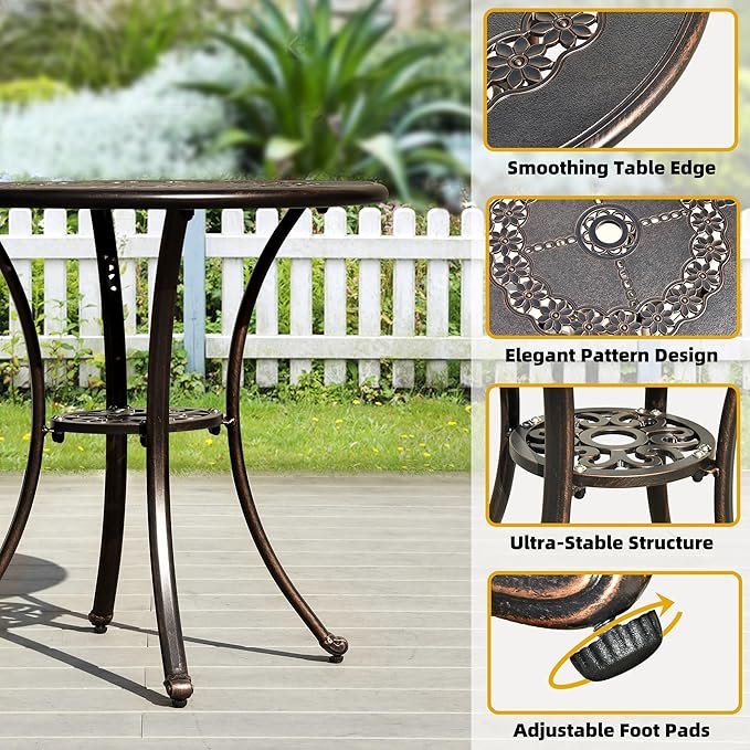 DWVO 25 Inches Round Patio Dining Table - Image 4