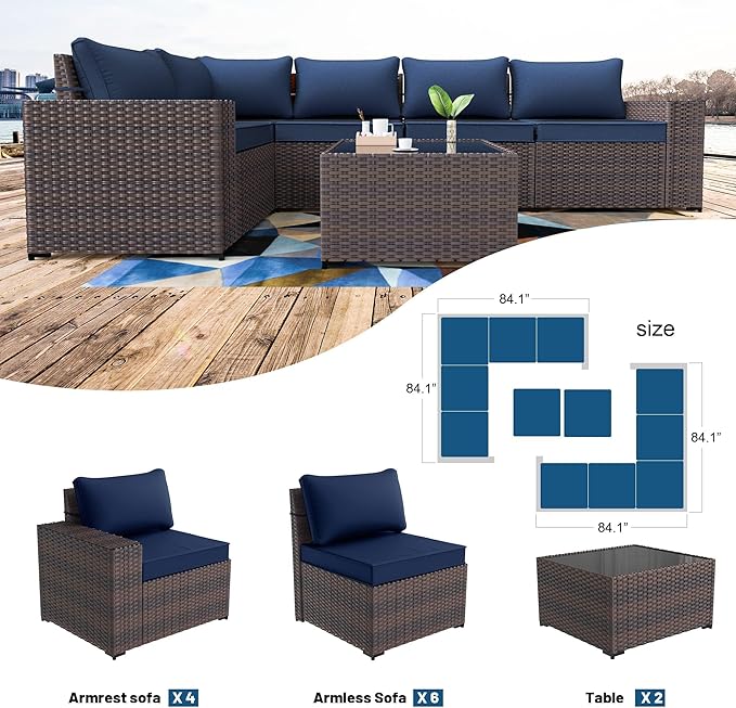Kullavik 13PCS Outdoor Patio Furniture Set - Image 7