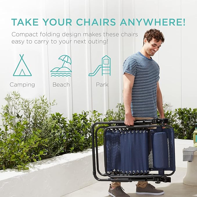 Best Choice Products Set of 2 Adjustable Steel Mesh Zero Gravity Lounge Chair - Image 4