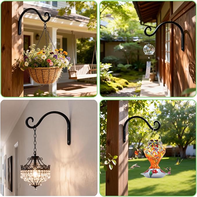 BOLITE Plant Hangers Outdoor Indoor, 8 Inch Wall Plant Hooks, Metal Bird Feeder - Image 6