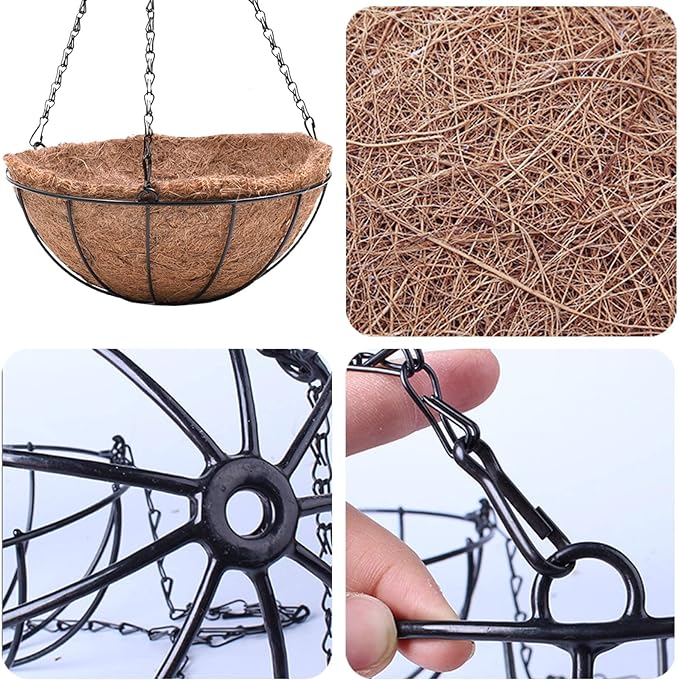 Metal Hanging Planters Basket Set of 3 Hanging Flower Pots 12 Inch Chain Round - Image 8
