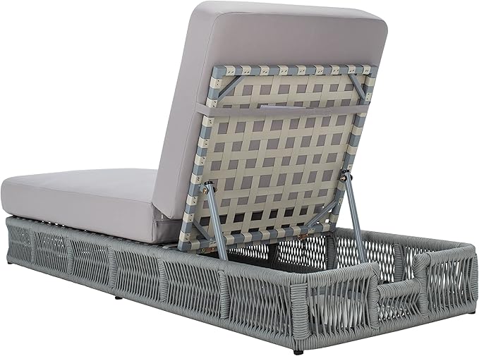 SAFAVIEH Outdoor Collection Gillian Grey Rope/Grey Cushion Chaise Lounge Chair - Image 11