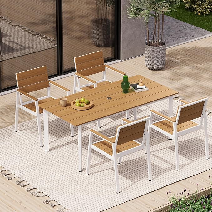 67"*32.3"*29.5" Patio Dining Table, Seamless Rectangle Aluminum + HDPS Outdoor - Image 2