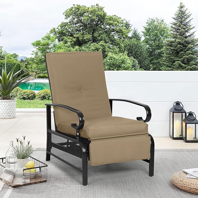 Oakcloud Adjustable Outdoor Lounge Chair Metal Patio Relaxing Recliner Chair - Image 2