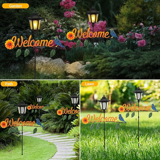 Lewondr Solar Garden Lights Hummingbird, 36.6 Inch Solar Lamp Post Light - Image 7