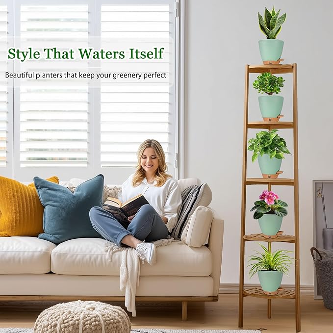 6 Inch Self Watering Pots for Indoor Plants – Small Plastic Planters - Image 2