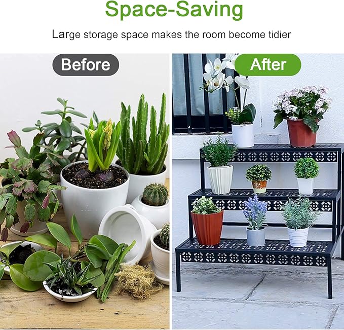 3 Tiers Metal Plant Stand, Rectangular Ladder Flower Pots Outdoor, Indoor Plant - Image 5