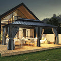 Aoxun 12' X 20' Hardtop Gazebo, Galvanized Steel Double Top, Aluminum Metal by Aoxun